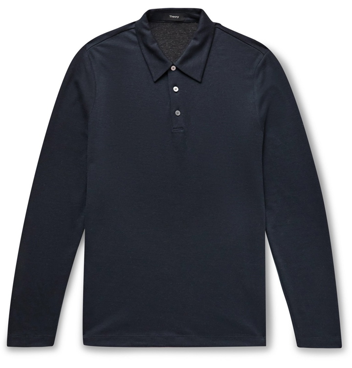 Photo: Theory - Slim-Fit Tencel Lyocell-Blend Polo Shirt - Blue