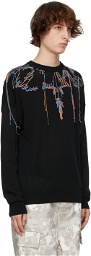 Marcelo Burlon County of Milan Black Embroidered Wings Sweater