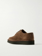 Grenson - Byron Webbing-Trimmed Suede Derby Shoes - Brown