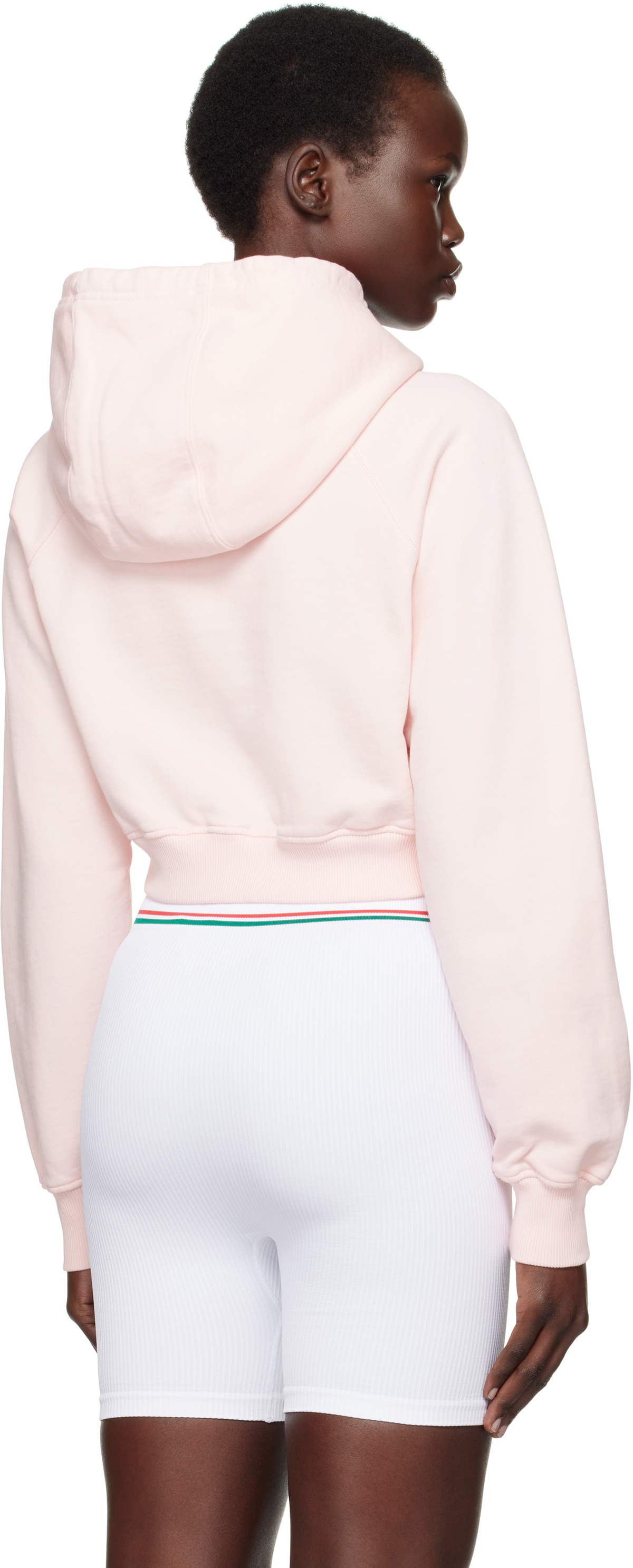 Casablanca Pink Greek Temple Rubber Patch Crop Hoodie