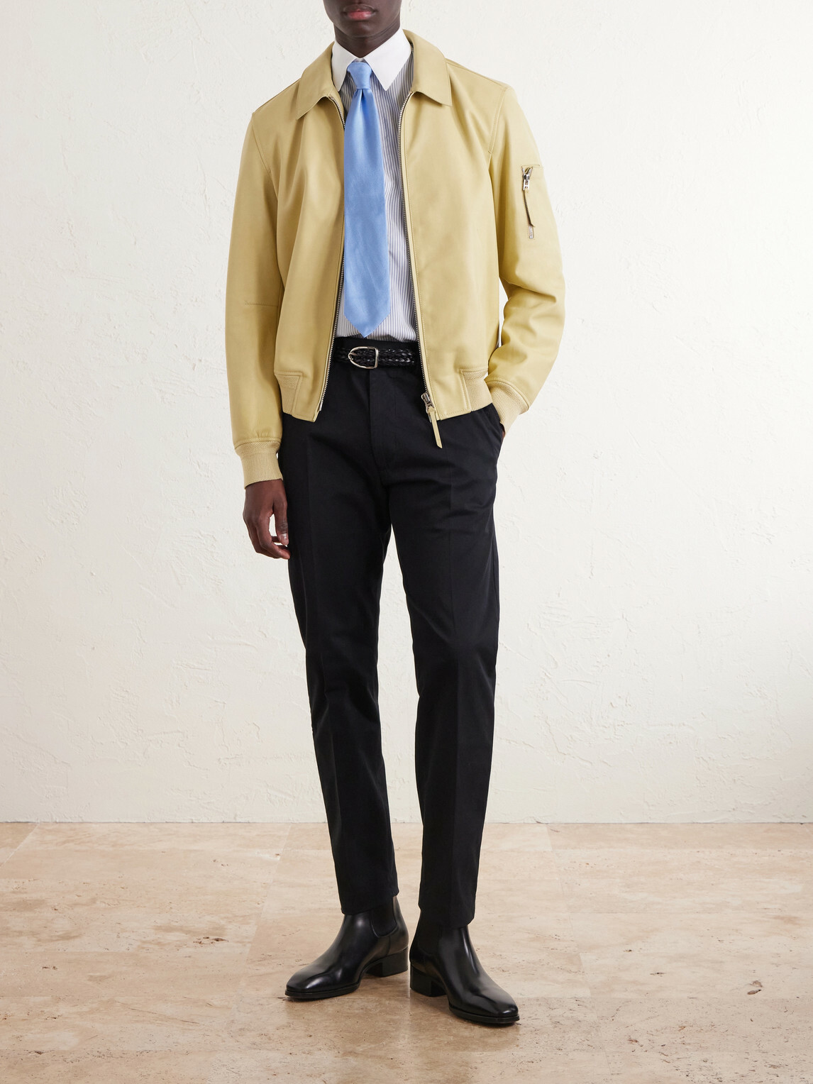 TOM FORD - Tapered Cotton-Blend Twill Trousers - Black