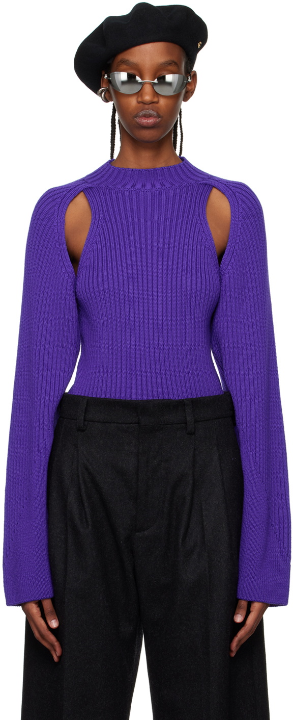 Jean Paul Gaultier Purple Cutout Sweater Jean Paul Gaultier