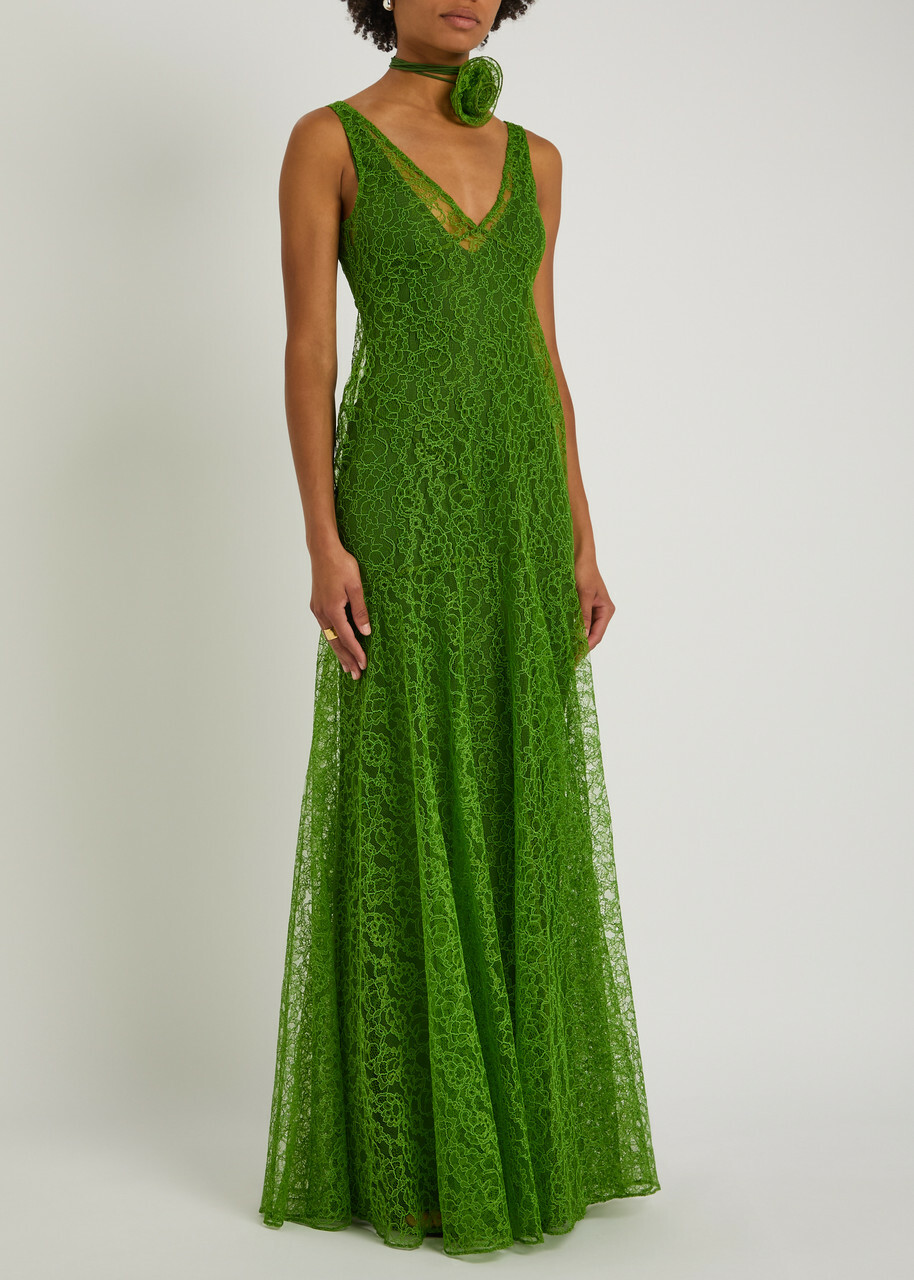 persephone green dress DE LA Vali Lace Maxi De La Vali house of cb persephone dress red