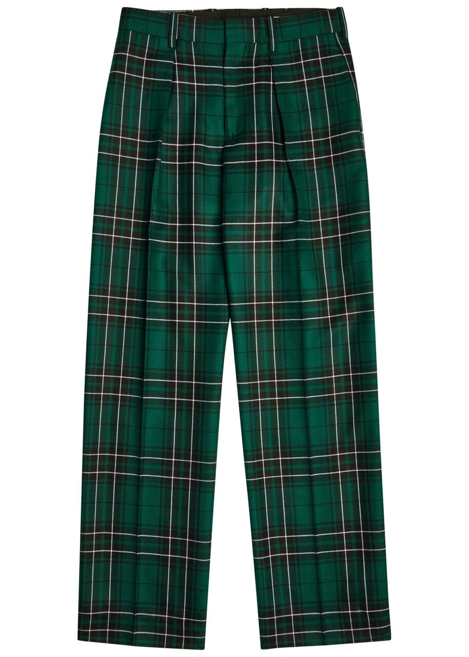 JW Anderson Checked Straight-leg Trousers Green