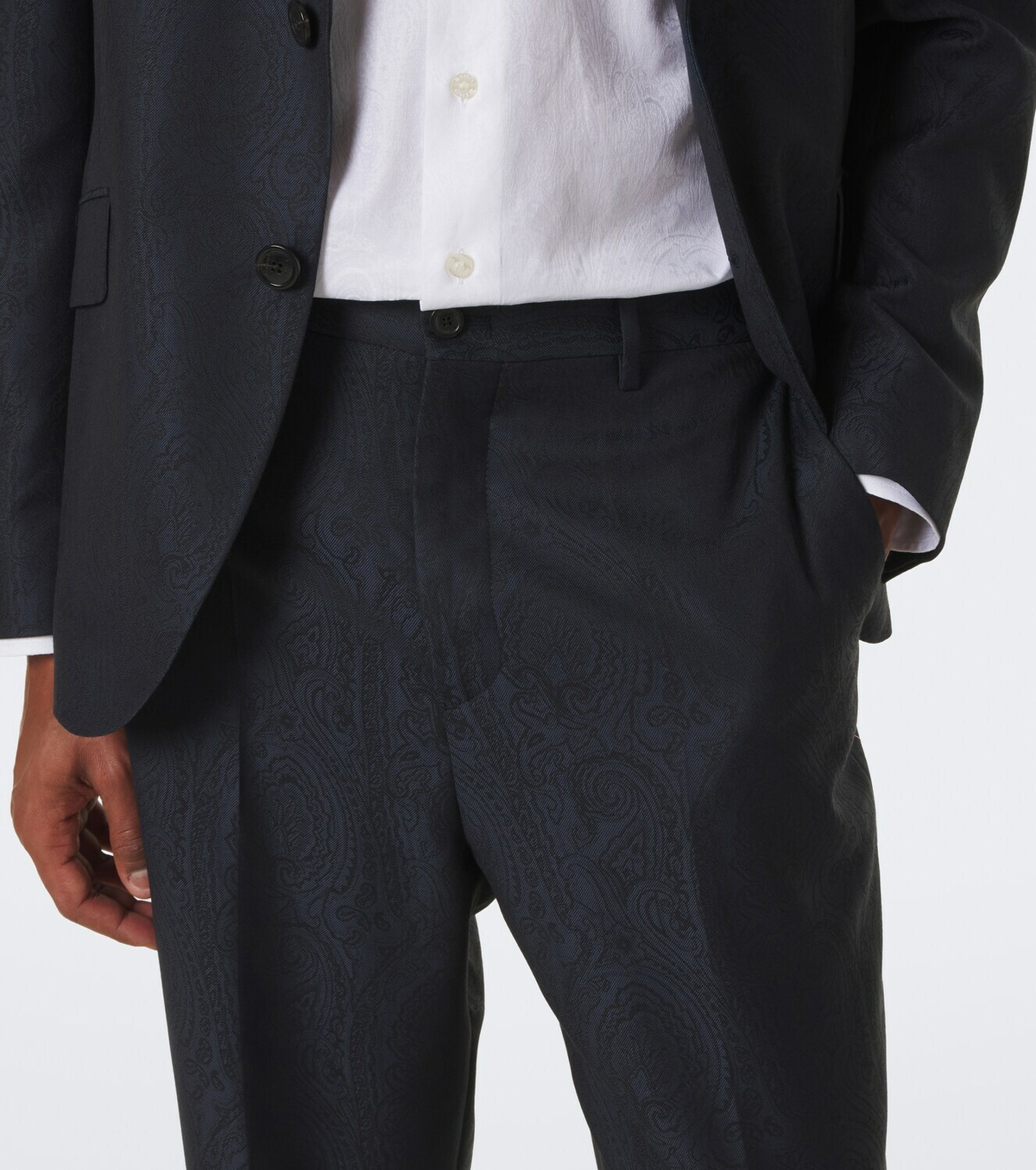 Etro Jacquard virgin wool straight pants