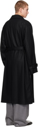 ssstein Black Wool Melton Oversized Double Breasted Coat