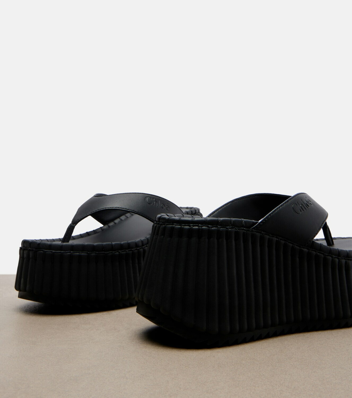 Chloé Nama leather platform thong sandals