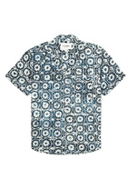 Corridor - Convertible-Collar Printed Cotton Shirt - Blue