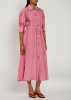 Lovebirds Natalie Pintuck Silk-chiffon Midi Dress Pink