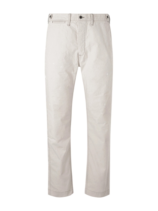Photo: RRL - Straight-Leg Paint-Splattered Cotton-Canvas Trousers - Neutrals
