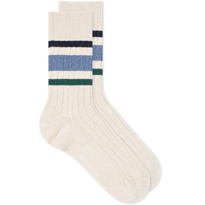Photo: Oliver Spencer Men's Polperro Sock in Cream/Blue
