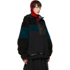 Facetasm Black Mens Fit Anorak Half-Zip Hoodie