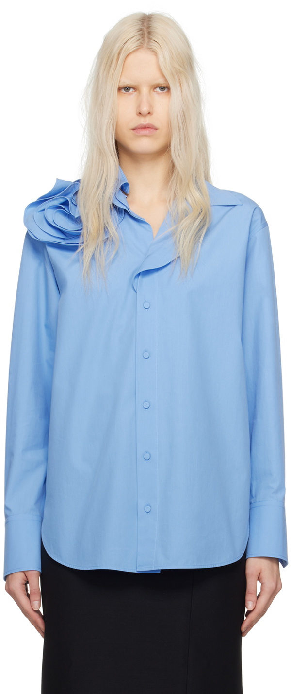 Valentino Blue Rose Appliqué Shirt Valentino