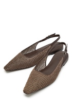 Brunello Cucinelli Bead-embellished Leather Slingback Flats Brown