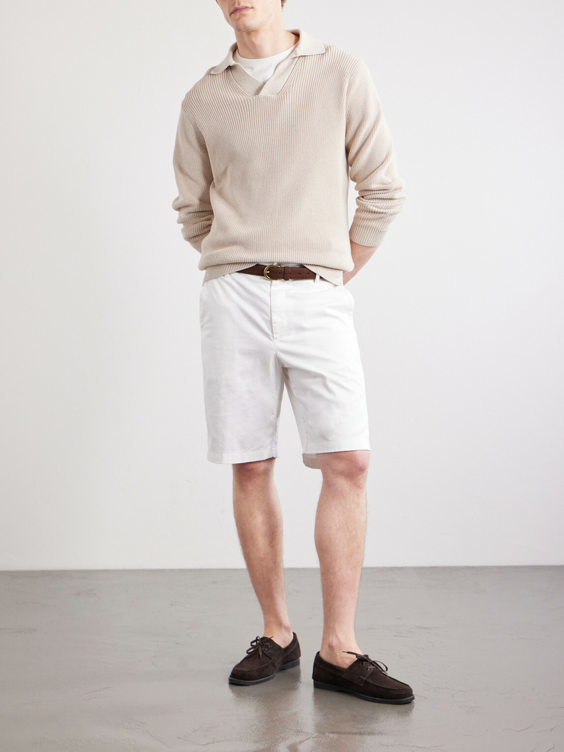 Canali - Straight-Leg Stretch Cotton-Blend Gabardine Shorts - White
