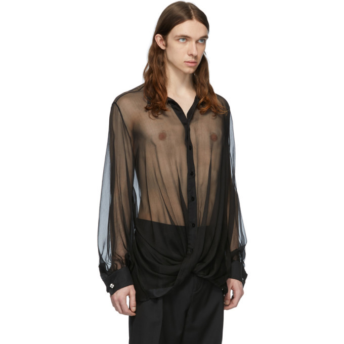 Palomo Spain Black Silk Shirt