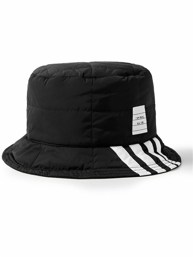 Photo: Thom Browne - Striped Quilted Down Shell Bucket Hat - Black