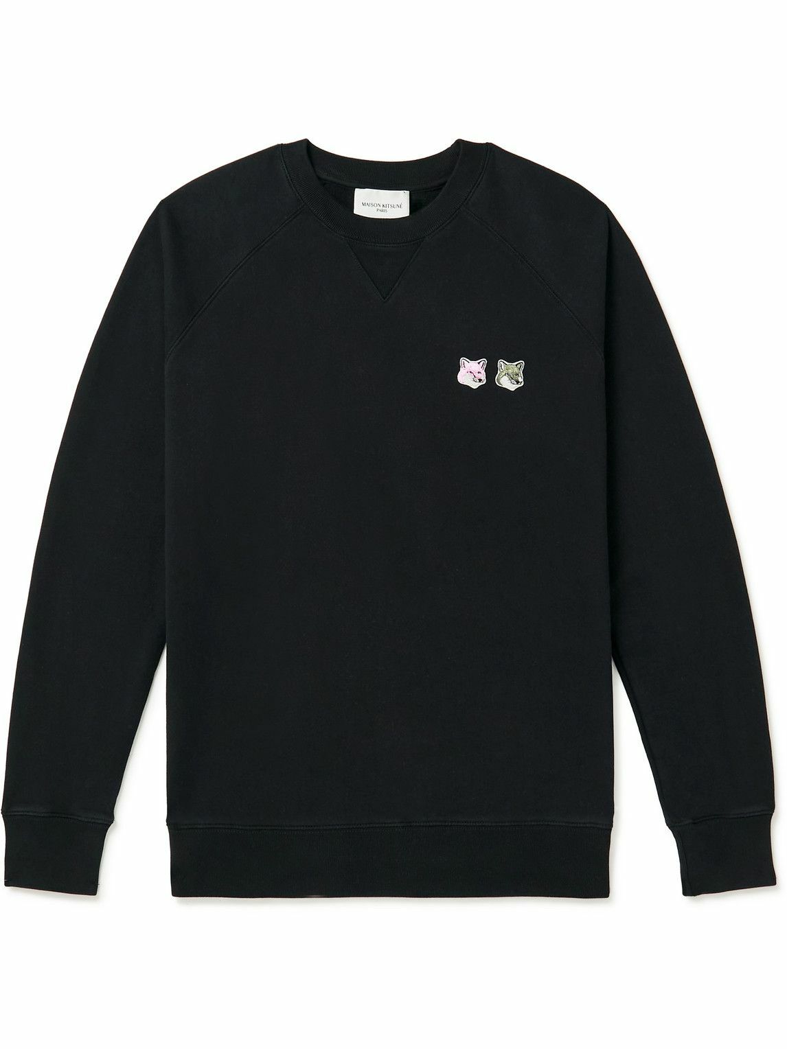 Maison Kitsuné - Logo-Appliquéd Cotton-Jersey Sweatshirt - Black Maison ...