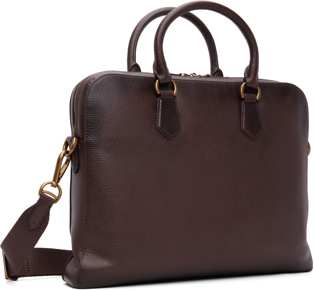 Polo Ralph Lauren Brown Pebbled Leather Commuter Briefcase