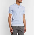 Hugo Boss - Slim-Fit Contrast-Tipped Knitted Cotton Polo Shirt - Blue