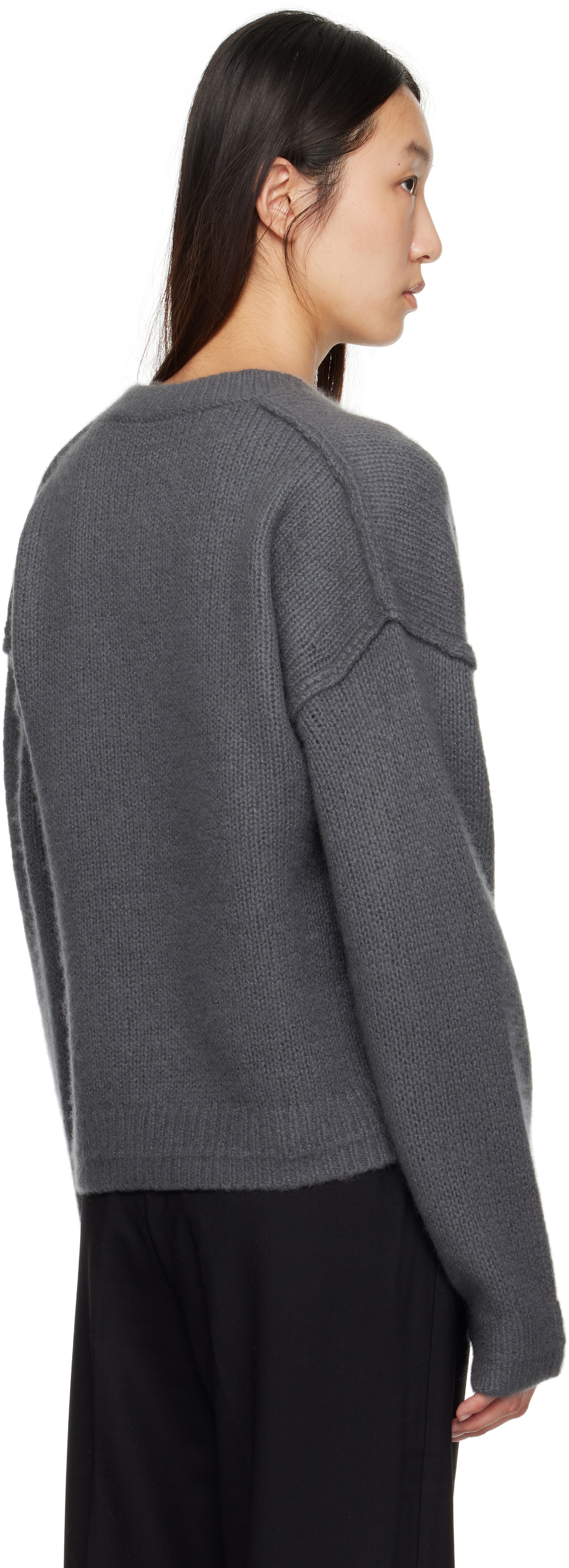 Maria McManus Gray Air Spun Cape V-Neck Sweater