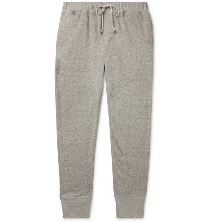 Photo: Secondskin - Slim-Fit Tapered Mélange Loopback Cotton-Jersey Sweatpants - Gray
