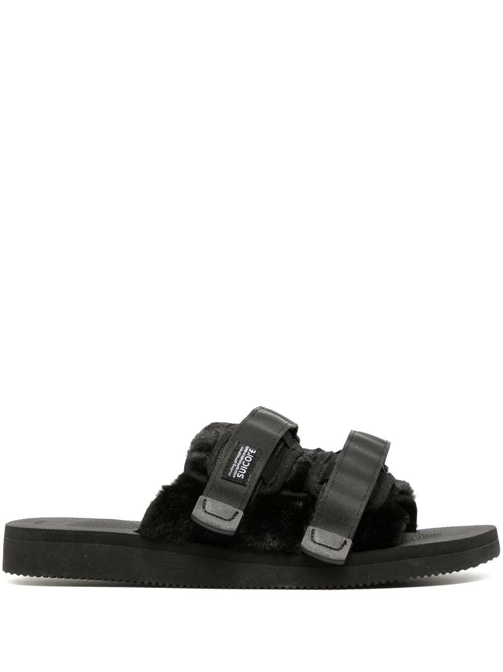 Suicoke Moto-Cab-Eco 'Black' Black Leather Moto-VS Slides From