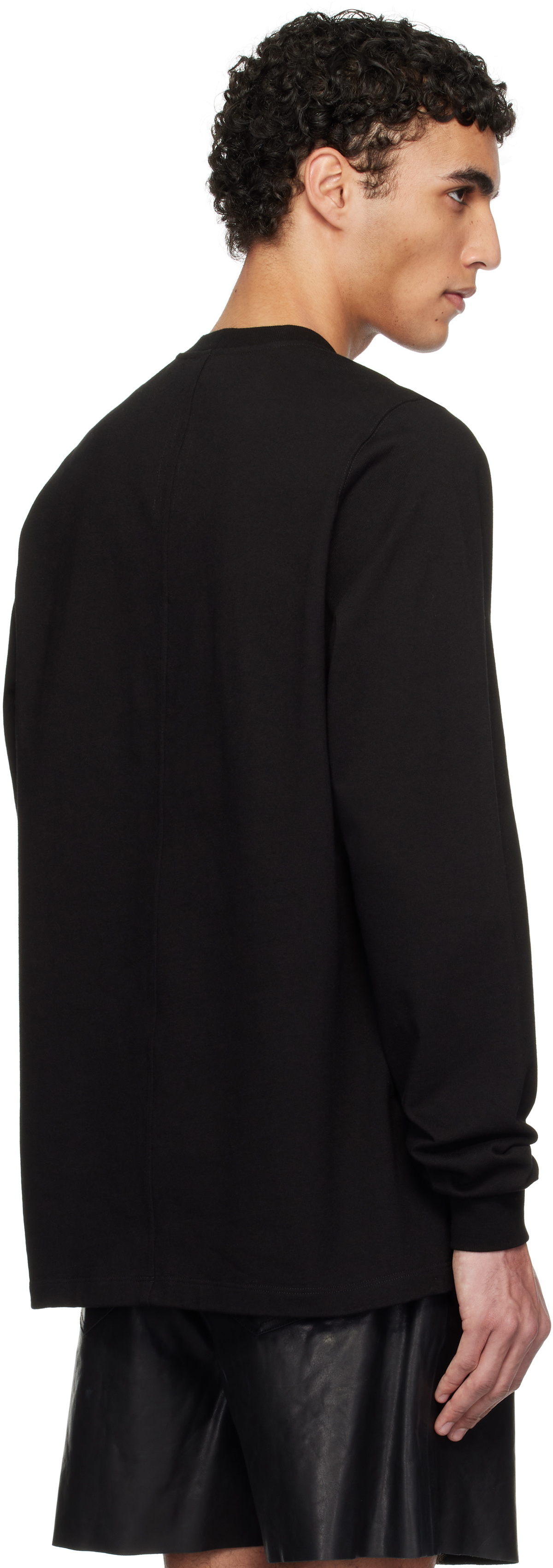 Rick Owens Black Hollywood Short Crewneck LS Sweatshirt Rick Owens