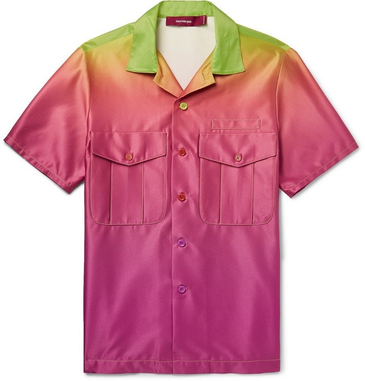 Photo: Sies Marjan - Dean Camp-Collar Dégradé Satin Shirt - Pink