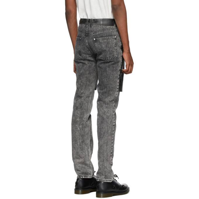 Johnlawrencesullivan Grey and Black Cracked Leather Jeans