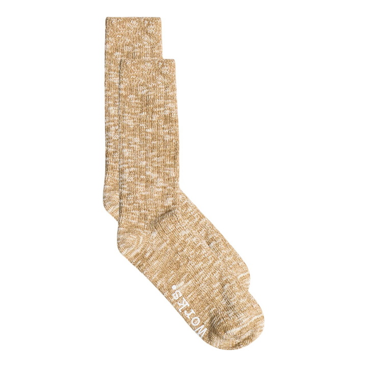 Photo: Universal Works Men's Slub Knit Slub Sock in Dark Sand