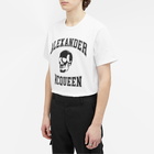 Alexander McQueen Men's Varsity Skull Logo T-Shirt in White/Black