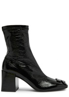 Courrèges Reedition 75 Crinkled Vinyl Ankle Boots Black