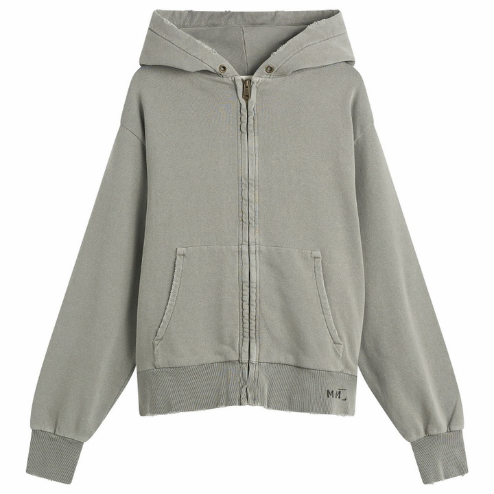 Photo: Maison Margiela Men's Vintage Wash Zip Hoodie in Vintage Grey/Off White