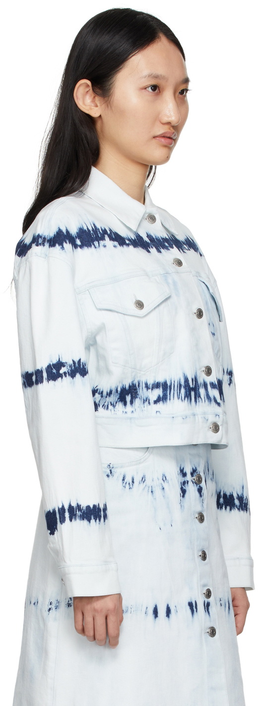 Stella McCartney Indigo Stripe Tie-Dye Cropped Denim Jacket