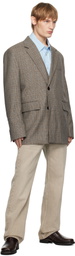 WOOYOUNGMI Gray Check Wool Single Blazer