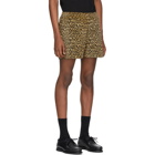 Noah NYC Beige and Black Corduroy Leopard Shorts