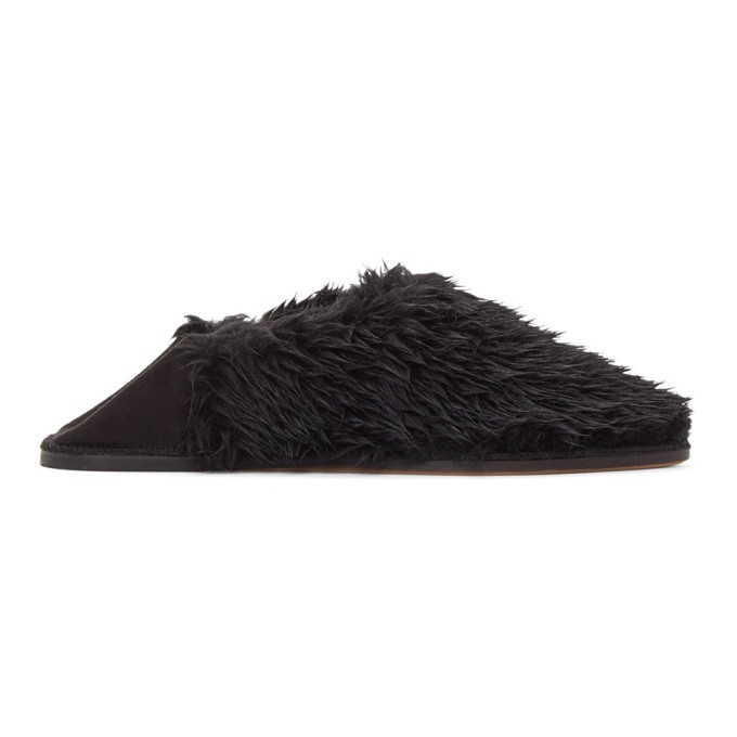Photo: Doublet Black Faux-Fur Babouche Loafers