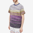 Missoni Men's Multi Stripe T-Shirt in Yellow/Violet/Dark Purple