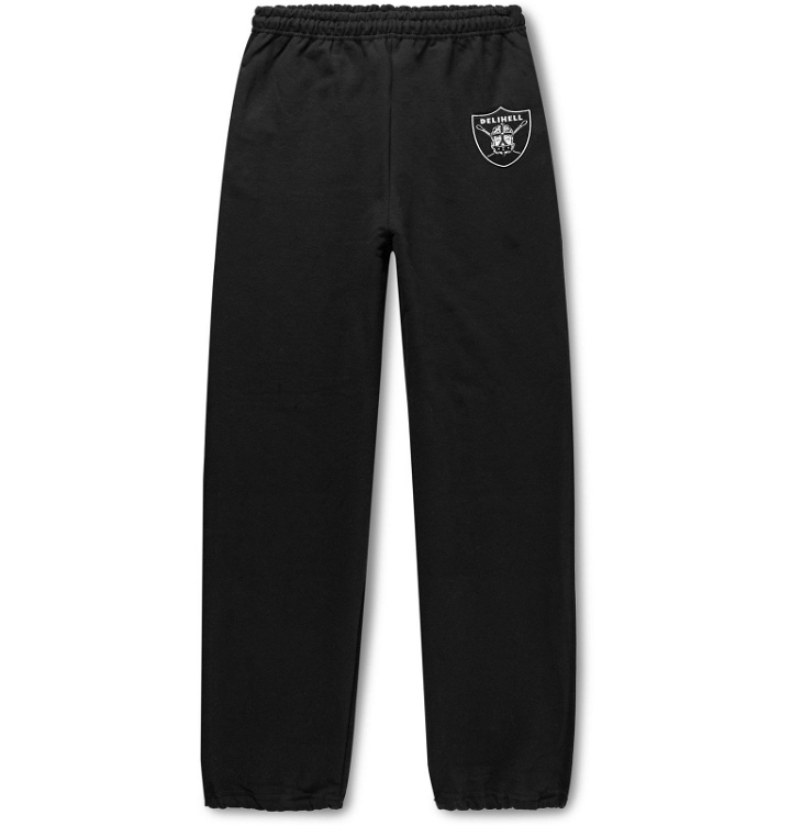 Photo: Flagstuff - Printed Fleece-Back Cotton-Blend Jersey Sweatpants - Black