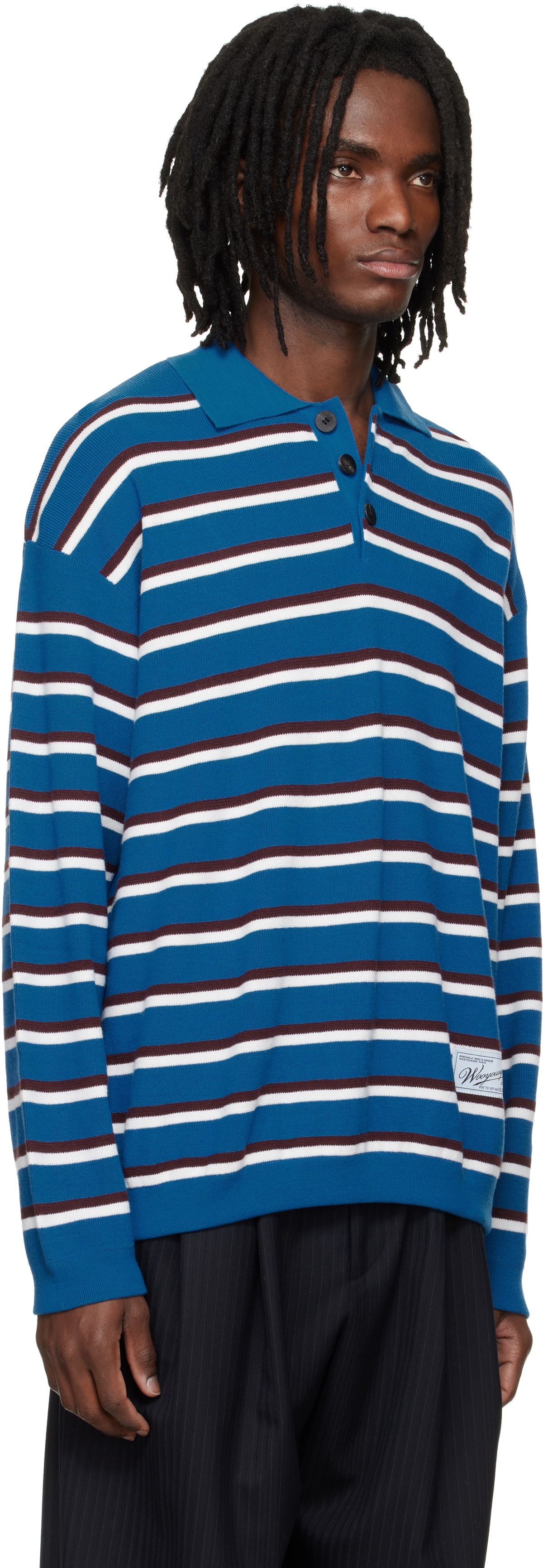 WOOYOUNGMI Blue Striped Polo