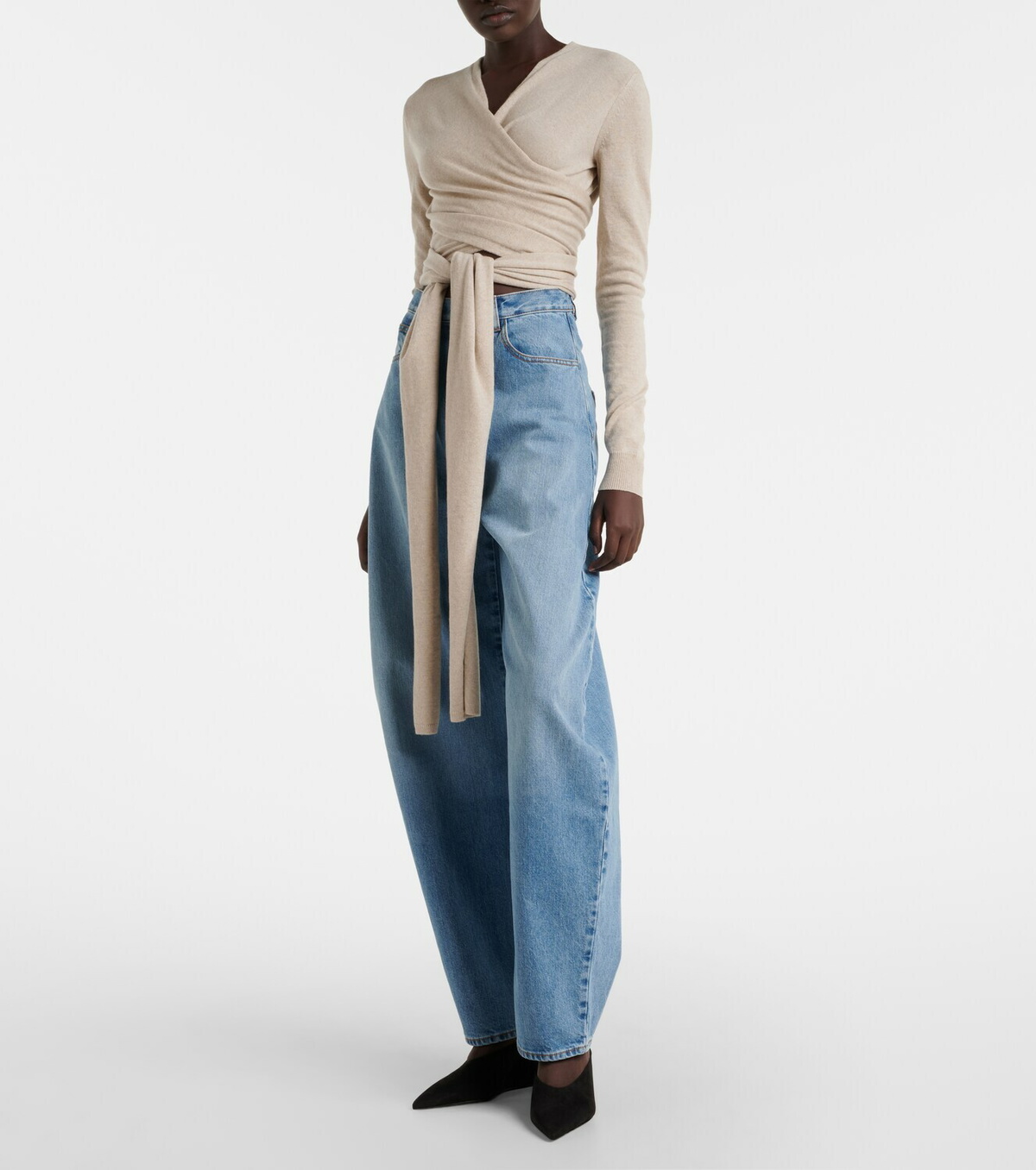 Alaïa Cashmere and wool-blend wrap top