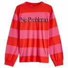 No Problemo Men's Striped LS T-Shirt in Red