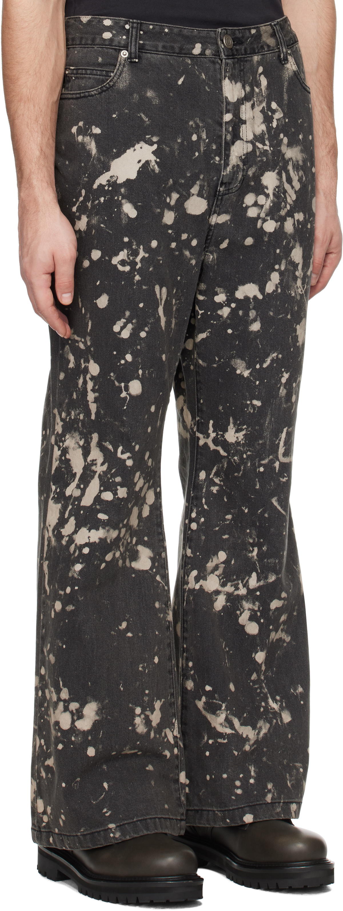 Juun.J Black Paint Dyed Bootcut Jeans
