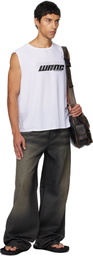 Alexander Wang White Graphic Logo Muscle Tank Top
