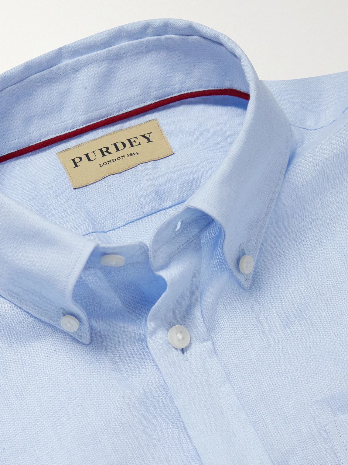 PURDEY Button-Down Collar Linen Shirt for Men