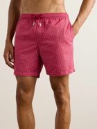 Mr P. - Straight-Leg Mid-Length Striped Seersucker Swim Shorts - Pink