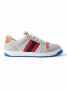 GUCCI - Screener Suede, Mesh, Webbing and Leather Sneakers - Gray