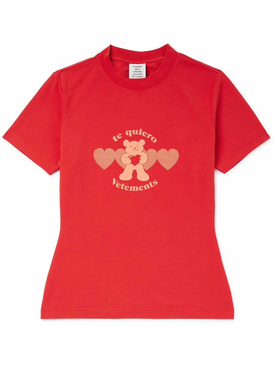 VETEMENTS - Te Quiero Slim-Fit Logo-Print Stretch-Cotton Jersey T-Shirt - Red