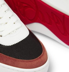 CHRISTIAN LOUBOUTIN - Happyrui Leather, Suede and Glittered Mesh Sneakers - White